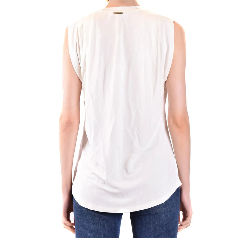 Débardeur blanc en coton à col rond pour femme Michael Kors top avec une coupe décontractée, un design sans manches et un logo discret au dos visible