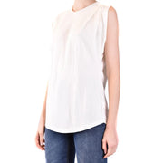 Débardeur blanc en coton à col rond pour femme Michael Kors top avec une coupe décontractée et de subtils plis aux épaules