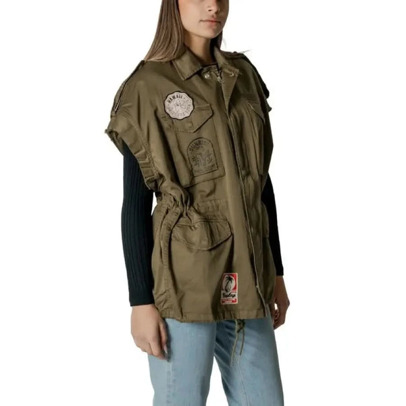 Military-style olive green jacket with patches and drawstring waist for Replay Women’s shirt