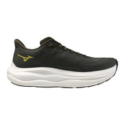 Baskets Mizuno noires pour hommes, vertes avec semelle intermédiaire blanche, chaussures de sport en tissu ornées d'un logo doré