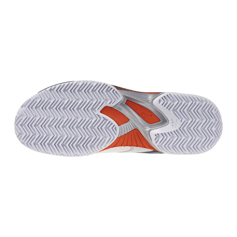 Semelle de chaussure de tennis adidas blanche et orange à chevrons pour baskets sportives blanches Mizuno pour hommes, mélange de tissus