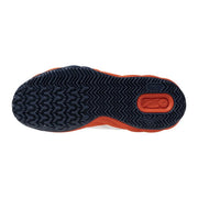 Baskets Mizuno pour homme en tissu blanc, semelle en caoutchouc orange et noir avec motif en zigzag