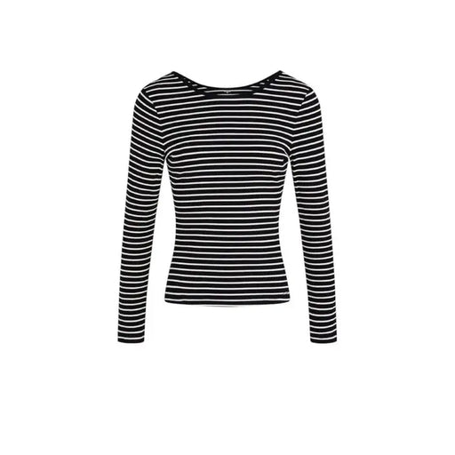 Morgan De Toi Black Striped Long Sleeve Sweater featuring black and white stripes