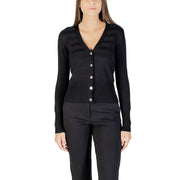 Women’s black V-neck long cardigan with silver buttons from Morgan De Toi