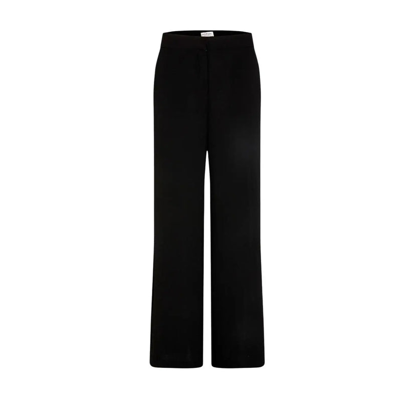 Morgan De Toi Pantalon noir pour femme, taille haute, jambes larges, en polyester, avec poches et design minimaliste élégant.