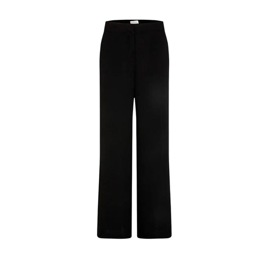 Morgan De Toi Pantalon noir pour femme, taille haute, jambes larges, en polyester, avec poches et design minimaliste élégant.
