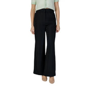 Morgan De Toi Pantalon noir pour femme, taille haute, jambes larges, en polyester, fermeture éclair et bouton, coupe ajustée