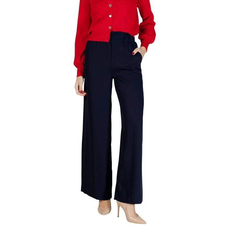 pantalon large bleu marine Morgan De Toi Pantalon pour femme avec poches avant droites en tissu polyester