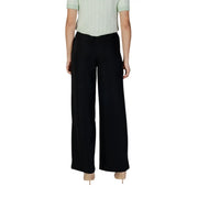 Morgan de toi Pantalon noir pour femme, jambes larges, en polyester, coupe ajustée et élégante, fermeture éclair et bouton.