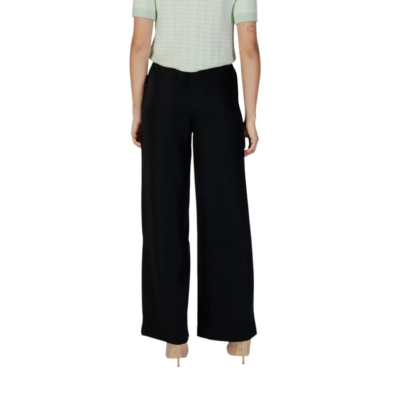 Morgan de toi Pantalon noir pour femme, jambes larges, en polyester, coupe ajustée et élégante, fermeture éclair et bouton.