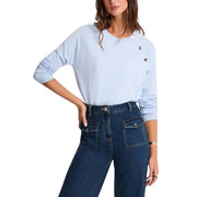 Morgan de toi Gilet boutonné en maille bleue pour femme, avec manches trois-quarts bleu clair et boutons décoratifs sur le devant