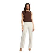 Morgan De Toi pull sans manches marron pour femme top avec un modèle asymétrique marron et une subtile broderie à l'épaule