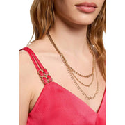 Colliers à chaînes superposées couleur or avec détails de pointes pendantes assortis morgan de toi bretelles en V corail pour femmes top 242 olafi