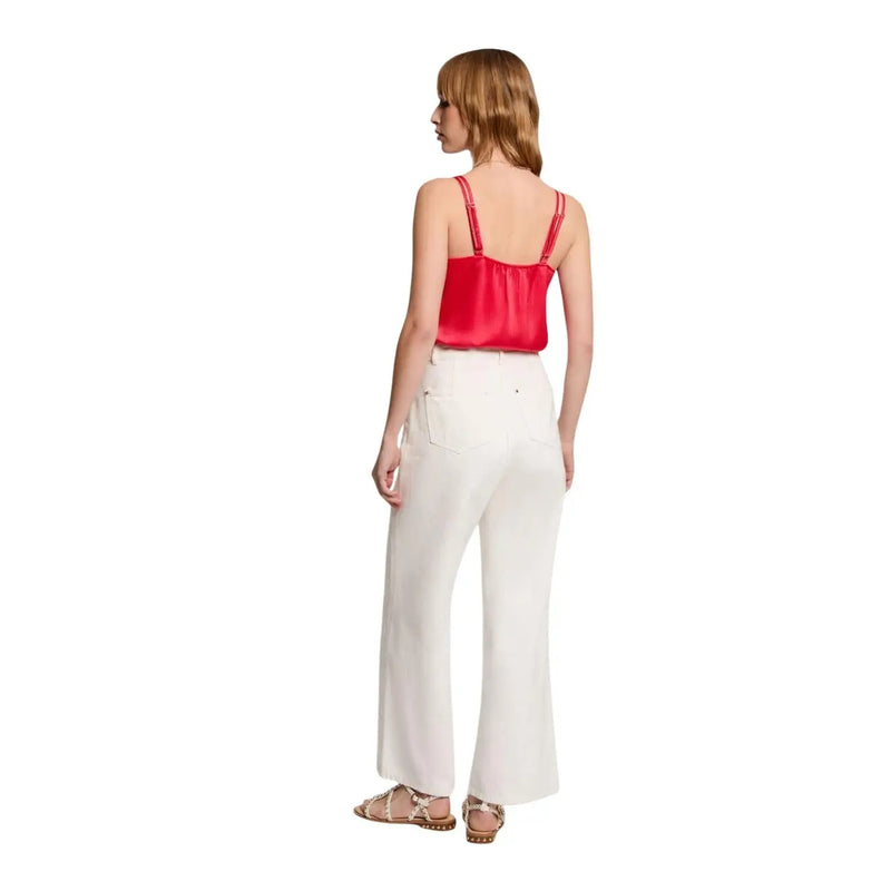 Un débardeur en satin corail éclatant avec de fines bretelles de Morgan De Toi bretelles en V pour femmes top Collection OLAFI 242