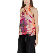UN Morgan De Toi débardeur violet à col halter pour femme top dans un tissu soyeux aux couleurs vives orange, rose et violet