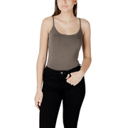 Morgan de toi femmes tank top Bretelles spaghetti en coton vert, finition lisse et col rond.