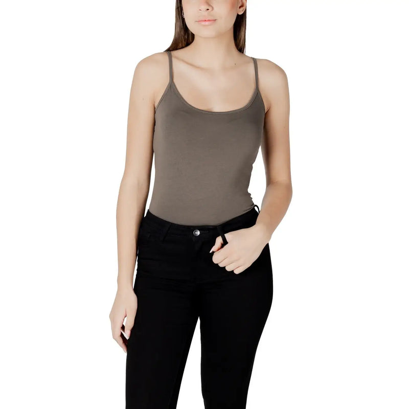 Morgan de toi femmes tank top Bretelles spaghetti en coton vert, finition lisse et col rond.