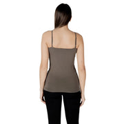 Morgan de toi femmes tank top en coton vert olive avec fines bretelles, encolure carrée et coupe ajustée