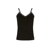 Morgan De Toi femmes tank top Débardeur à fines bretelles et col en V orné de dentelle noire, en viscose et élasthanne
