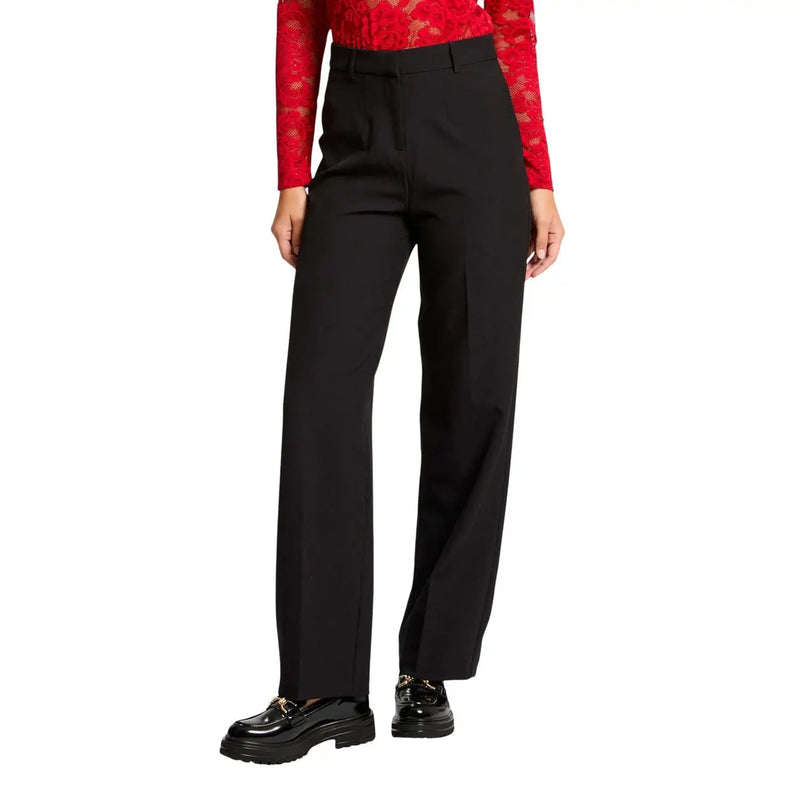 Pantalon noir taille haute à jambes droites de Morgan De Toi Fabriqué en polyester et élasthanne avec une coupe ajustée