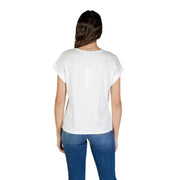 Morgan De Toi T-shirt blanc en coton modal pour femme, coupe décontractée, manches courtes et encolure arrondie (vue de face)