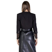 Morgan De Toi women’s black cardigan with lace cuffs silver buttons and 3/4 sleeves in blazer style
