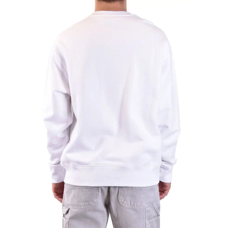 Moschino Sweat-shirt blanc pour homme en coton à col rond, confectionné dans un tissu doux et lisse, au design minimaliste épuré.