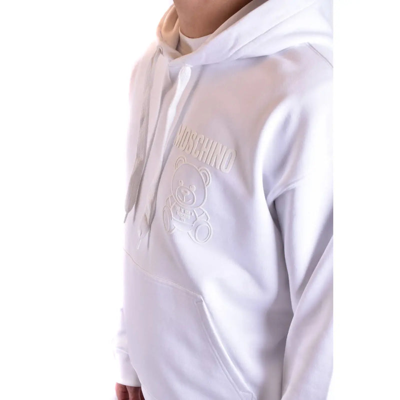 Blanc Moschino Sweat à capuche en coton à col rond, orné d'un discret logo ours brodé et du nom de la marque sur la poitrine.