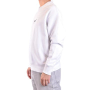 Moschino men sweatshirt white cotton crewneck with small black embroidered logo on the left chest