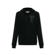 Noir Moschino Sweat à capuche en coton avec logo ours discrètement brodé sur la poitrine, idéal pour les vêtements décontractés pour hommes.