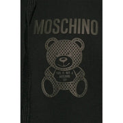 Coton noir Moschino Sweat à capuche pour homme orné d'un motif d'ours en peluche perforé et du slogan de la marque sur le devant