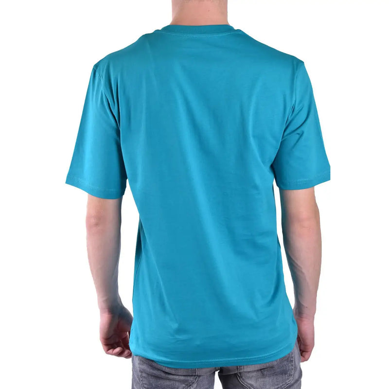 Moschino men t-shirt in solid teal, short-sleeved, crew neck design made of soft cotton fabric