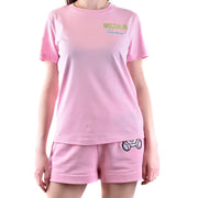 Pink Moschino couture short-sleeved T-shirt with embroidered logo