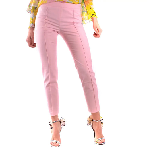 Moschino Pantalon rose pour femme, taille haute, coupe ajustée et élégante, coutures verticales discrètes, fabrication italienne, collection printemps-été