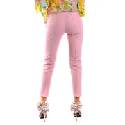 Moschino Pantalon rose taille haute pour femme, coupe ajustée et coutures verticales, fabrication italienne, collection printemps-été