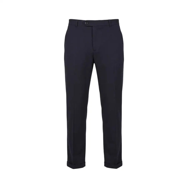 Pantalon en laine bleu marine foncé, coupe ajustée et ourlets roulés, de mulish costume léopard bleu en coton mélangé pour homme