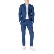 Mulish Costume homme bleu à fines rayures en coton, coupe ajustée et cintrée, confectionné dans un tissu léger.