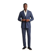 bleu marine croisé mulish Costume pour homme en polyester mélangé à tissage texturé subtil, Giorgione-AB