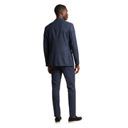 Mulish Costume homme bleu marine à col en V et revers, mélange de polyester Giorgione-AB, coupe classique ajustée et texture subtile.