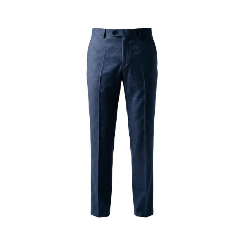 Pantalon en laine texturée bleu marine avec un subtil motif à chevrons et une coupe fuselée classique de Mulish Costume homme GIORGIONE-AB
