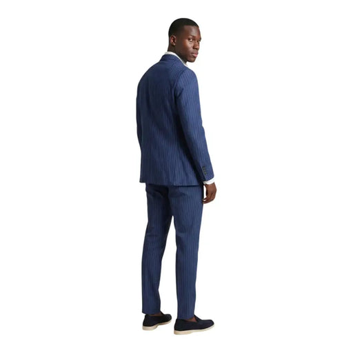 Mulish Costume homme bleu clair à fines rayures en polyester Carducci : costume bleu marine à fines rayures sur mesure avec pantalon assorti