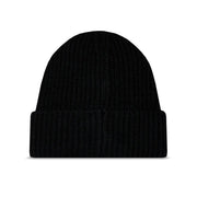 Napapijri Bonnet côtelé noir pour homme avec revers, vue de face