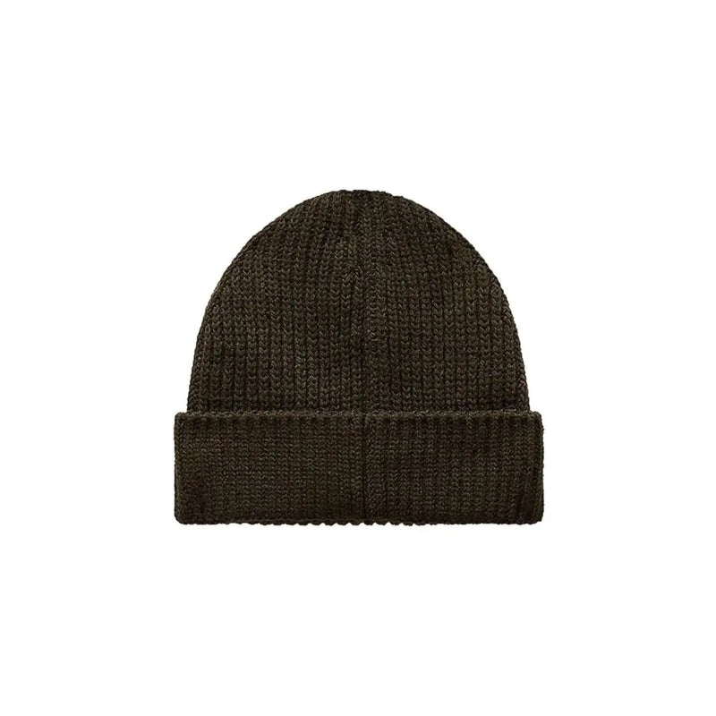 Napapijri Bonnet en maille côtelée pour homme, vert olive foncé, avec revers, vue de face