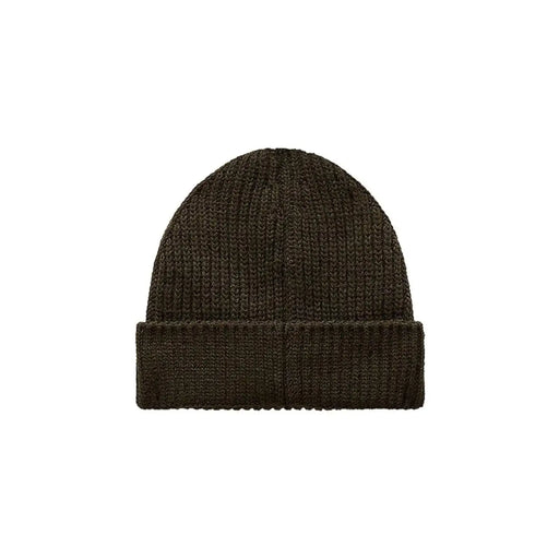 Napapijri Bonnet en maille côtelée pour homme, vert olive foncé, avec revers, vue de face