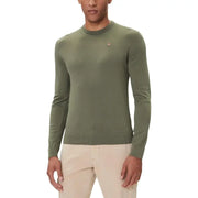 Olive green lacoste long-sleeve polo shirt with a small crocodile logo on the left chest.