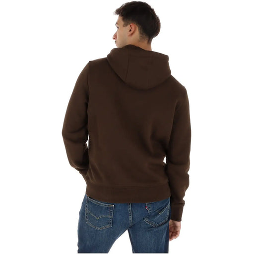 Napapijri Sweat à capuche marron en coton pour homme, avec une texture polaire douce et des poignets côtelés pour un confort optimal.