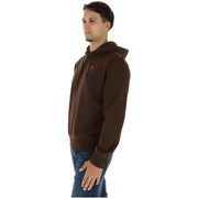 Napapijri Sweat à capuche marron en coton pour homme, avec un petit logo sur la poitrine, idéal pour une tenue décontractée.