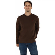 Napapijri Sweat-shirt homme en coton marron, col rond, petit logo brodé sur la poitrine gauche, manches longues