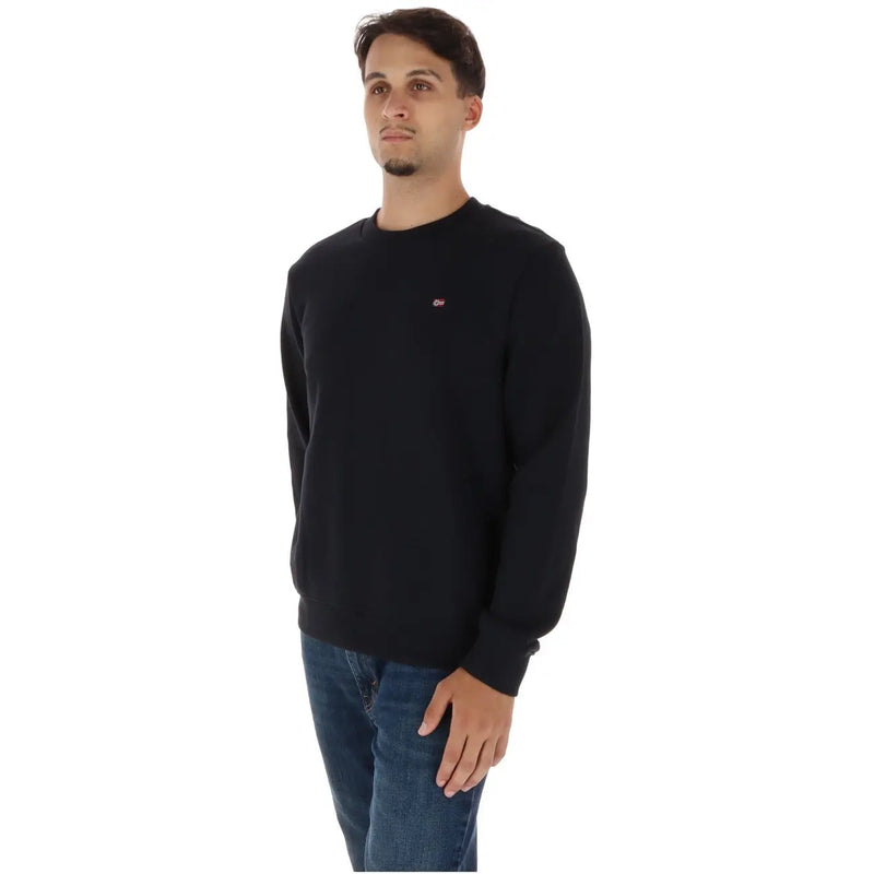Napapijri Sweat-shirt homme en coton noir à manches longues et col rond, avec petit logo brodé sur la poitrine gauche.