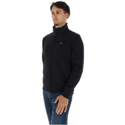 Noir napapijri Veste polaire zippée en coton pour homme avec petit logo brodé sur la poitrine gauche, idéale pour un style décontracté.